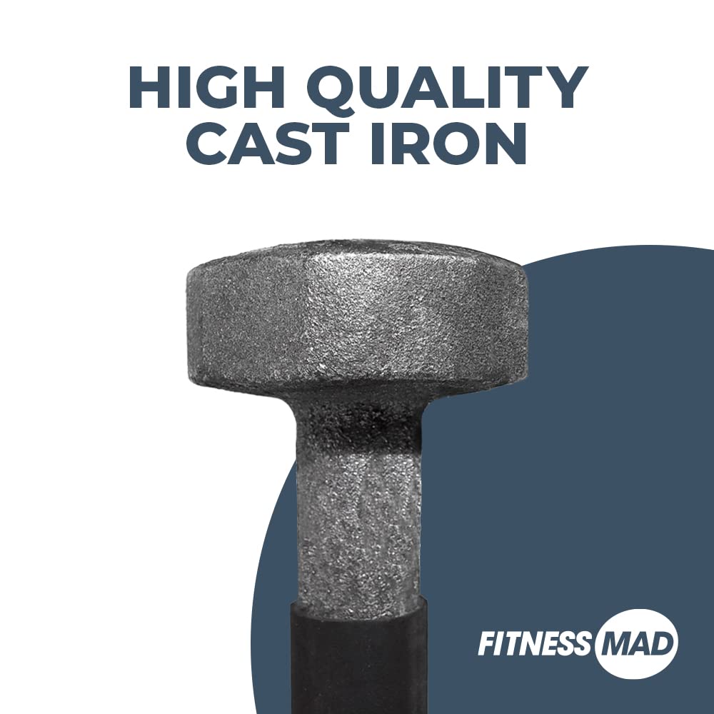 Fitness Mad Neoprene Hex Dumbbells – Pair of 6kg Cast Iron Hand Weights