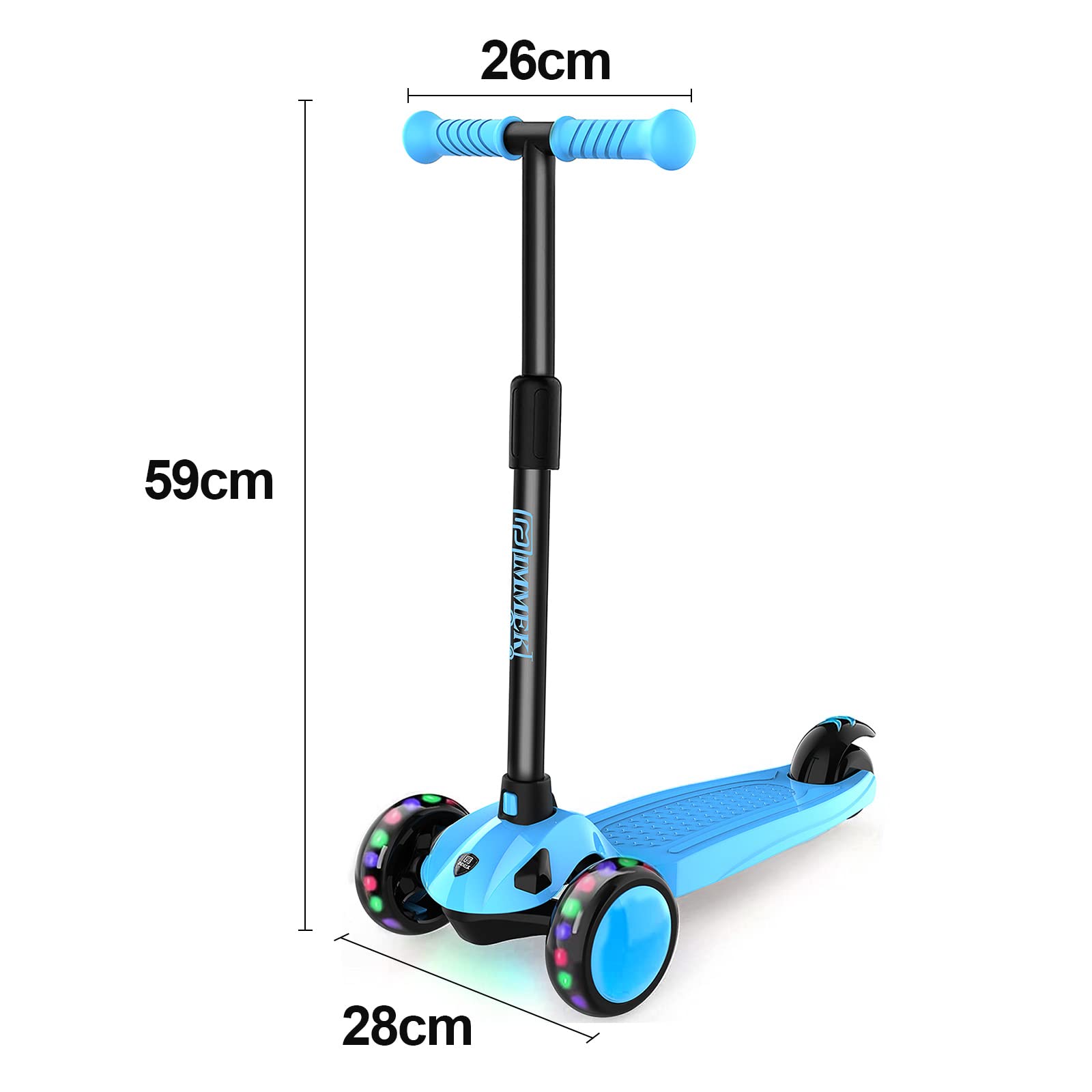 IMMEK 3-Wheel Kids Kick Scooter with LED Flashing Wheels and Steering Lock