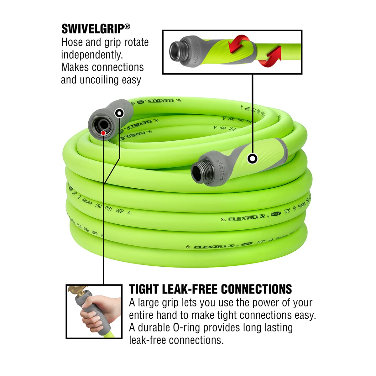 Flexzilla Garden Hose with SwivelGrip – 5/8 in. x 75 ft. Heavy Duty