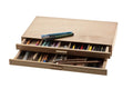 Frisk Wooden Art Storage Chest – 2-Drawer Beechwood Pencil Organizer