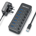RSHTECH 7-Port Powered USB 3.0 Hub – Aluminum Data Splitter (RSH-518)