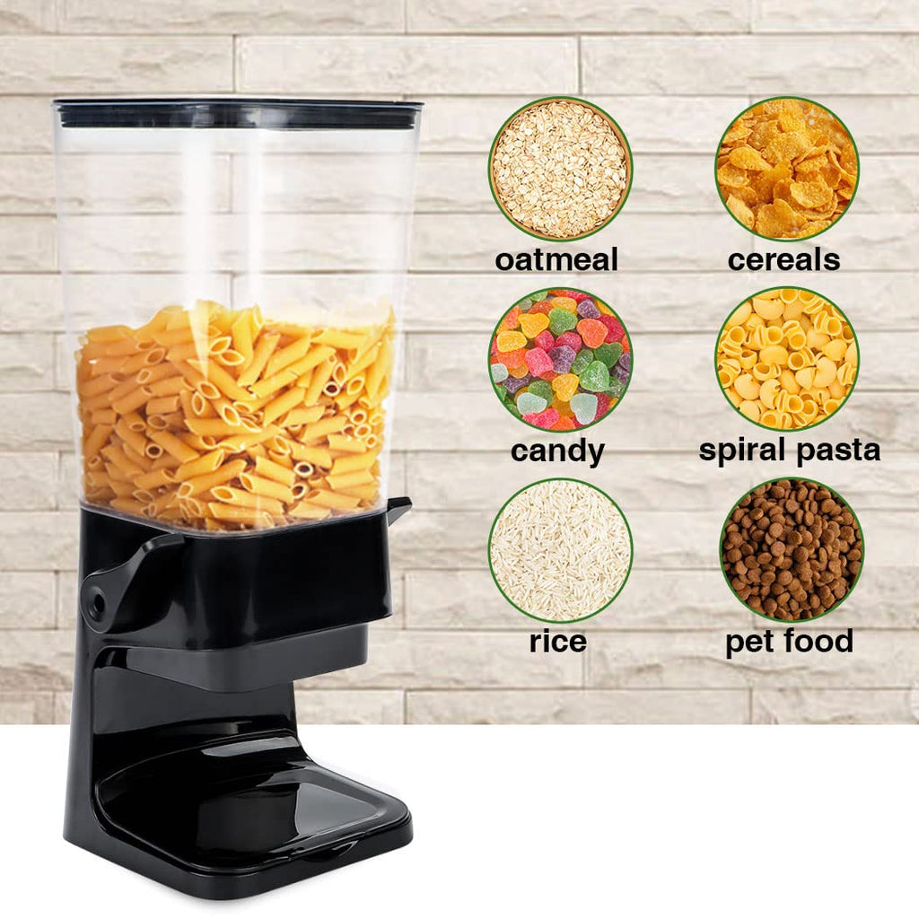 Lekesky Double Cereal Dispenser – 5.5L Dry Food Storage Container, Black