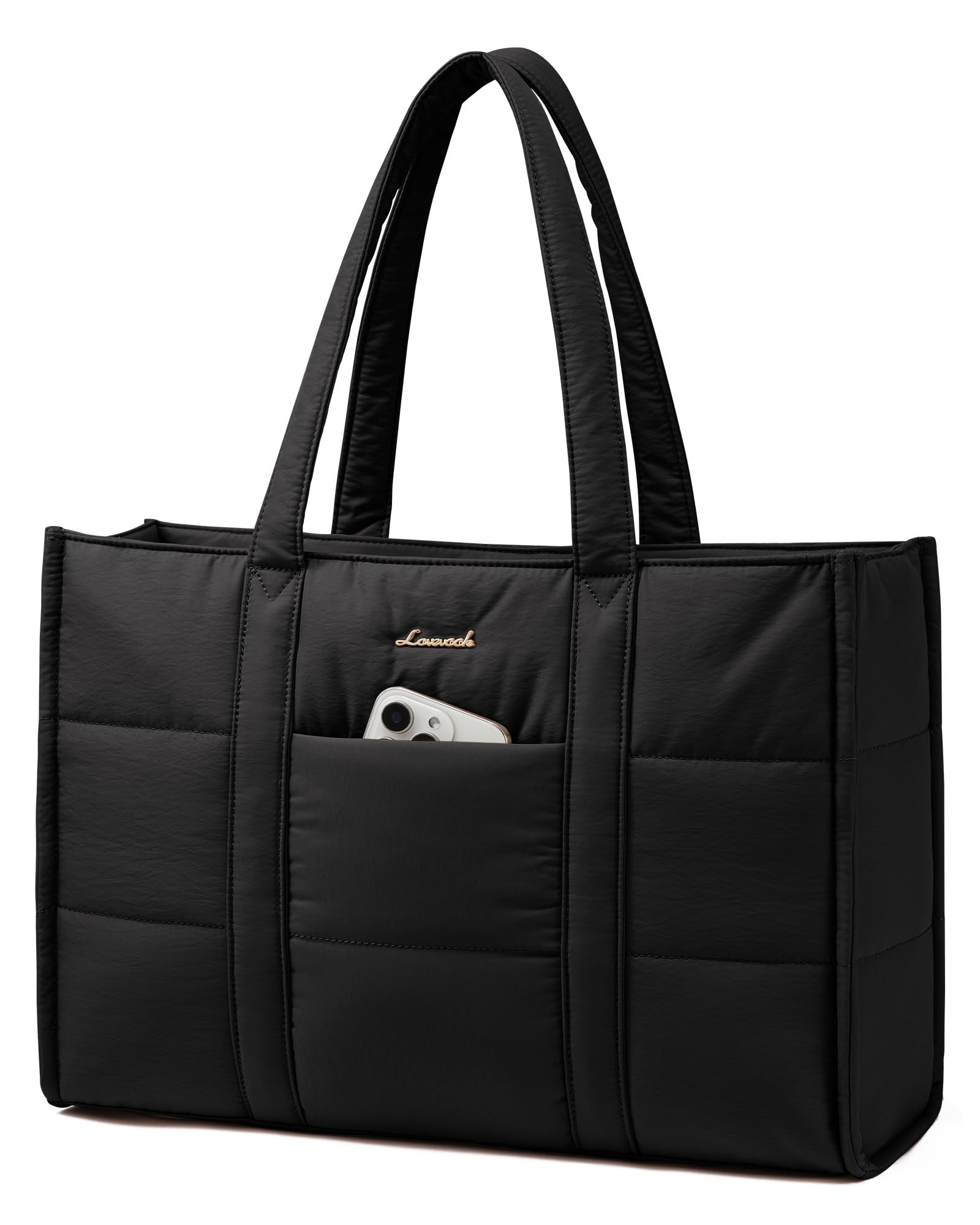 LOVEVOOK Puffer Quilted Laptop Tote Bag for Women - 15.6 inch Work Bag