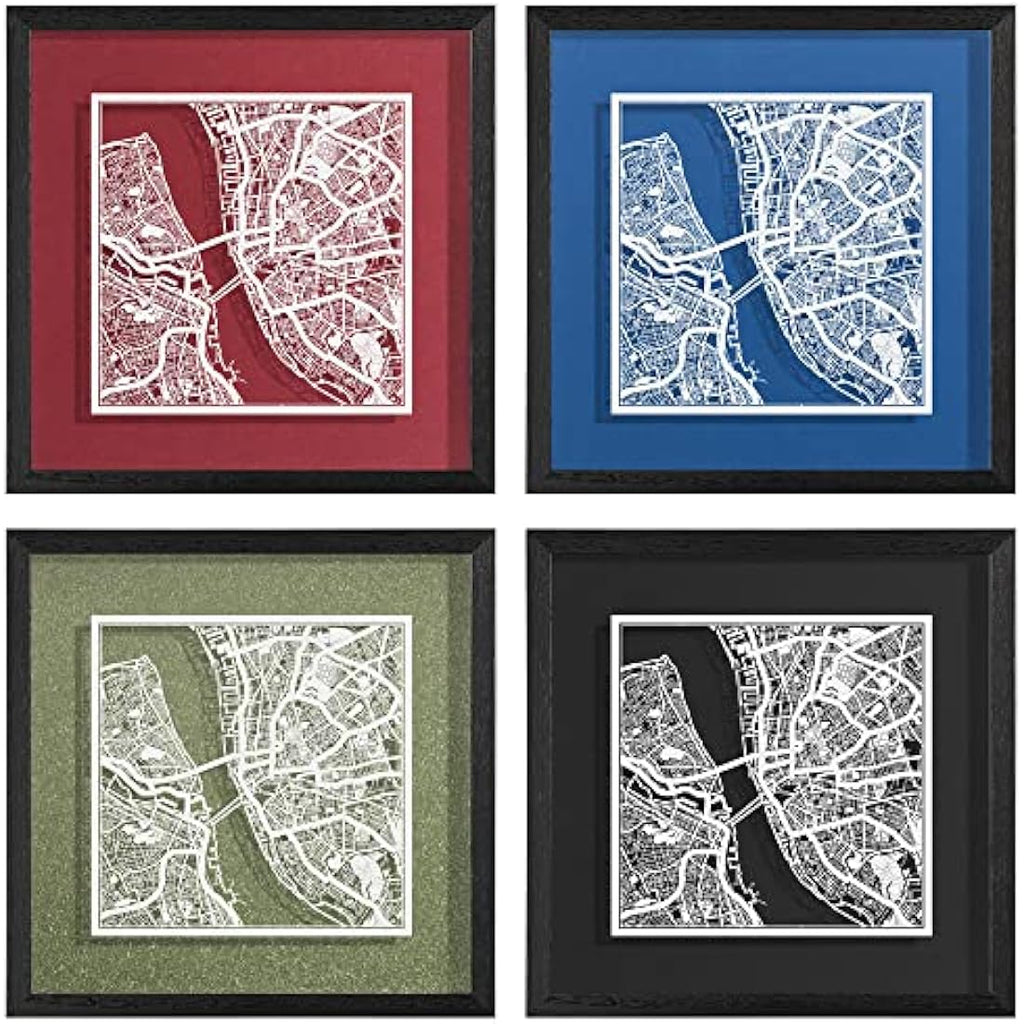 Liverpool Paper Cut Map Art by O3 Design Studio - Framed 23x23cm