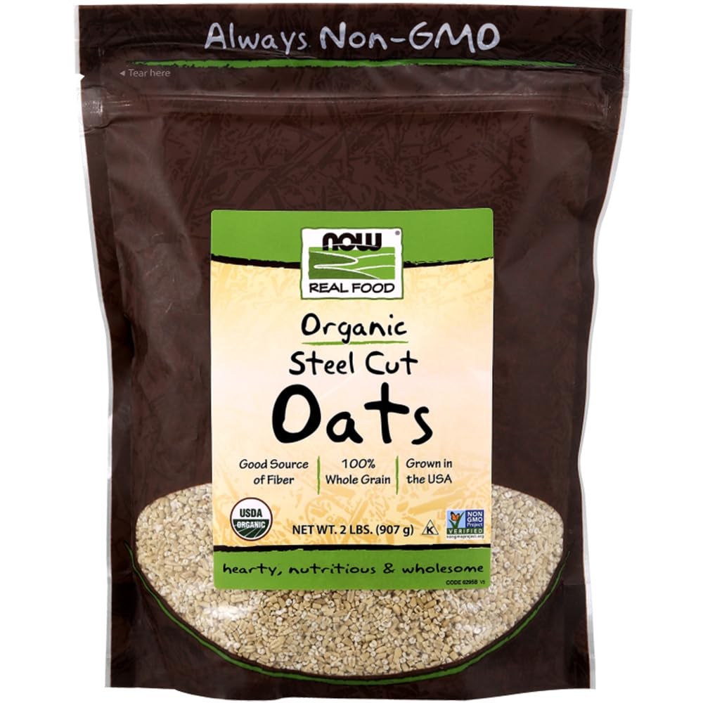 Now Foods Organic Steel Cut Oats – 907g Non-GMO Vegan Whole Grain