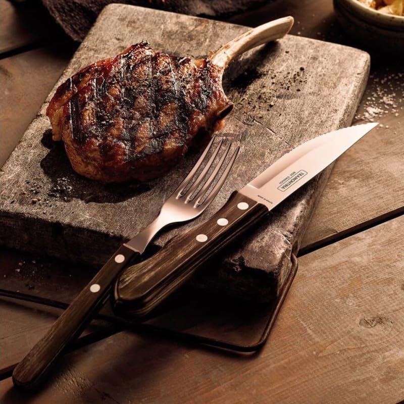 Tramontina 6-Piece Jumbo Steak Fork Set | Stainless Steel & Polywood