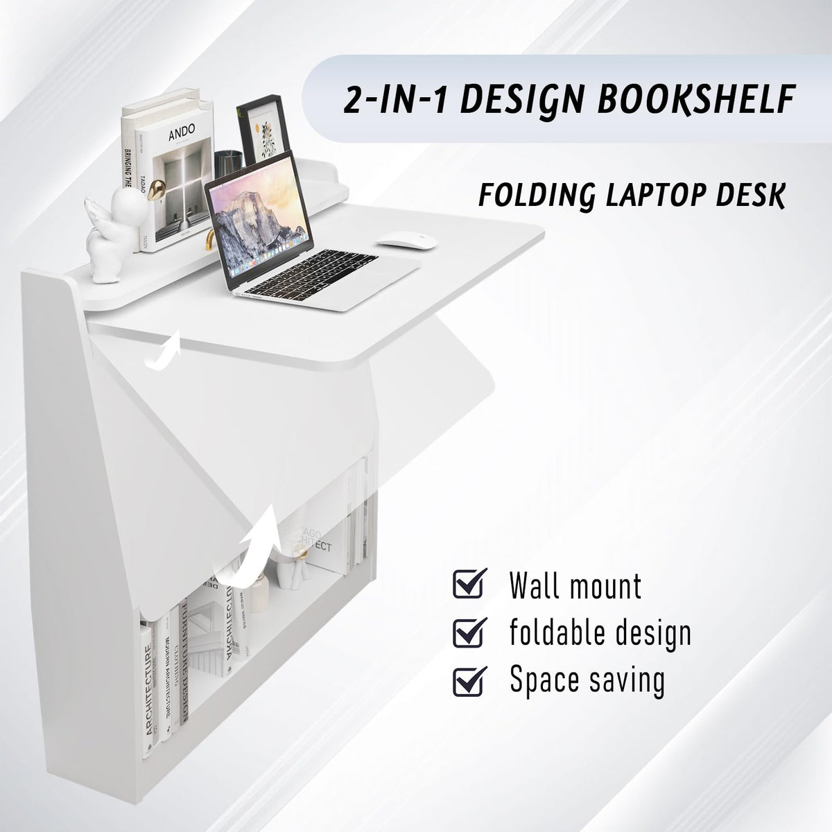 Pmnianhua Wall Mounted Drop-leaf Table, Wooden Laptop Desk, Foldable Hanging Table Shelf