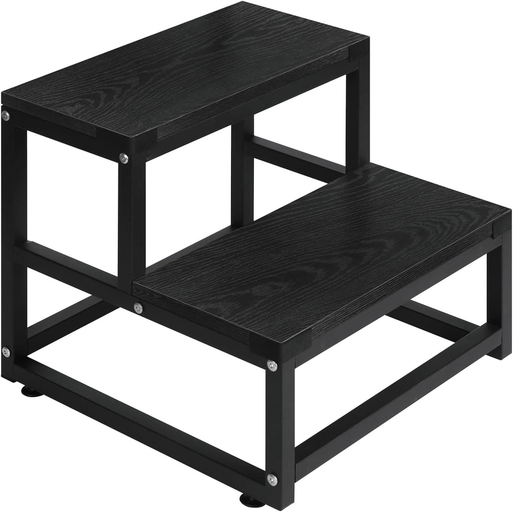 LIANTRAL 2-Step Stool for Adults | Heavy Duty Wood and Steel Foot Stool