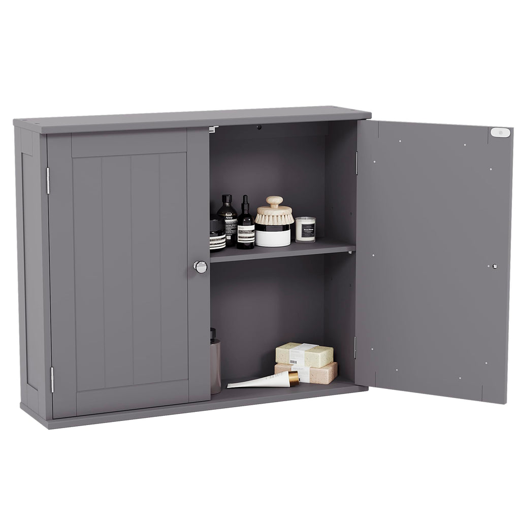 Bath Vida Priano Wall Mounted Bathroom Cabinet - Double Door Grey MDF
