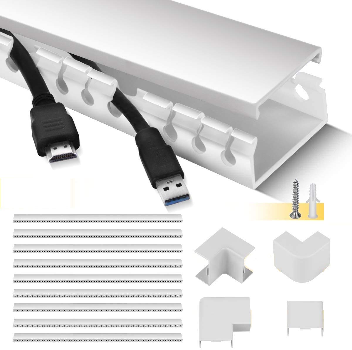 Stageek Cable Management Kit – 3.5m Open Slot Raceway, White 9-Pack