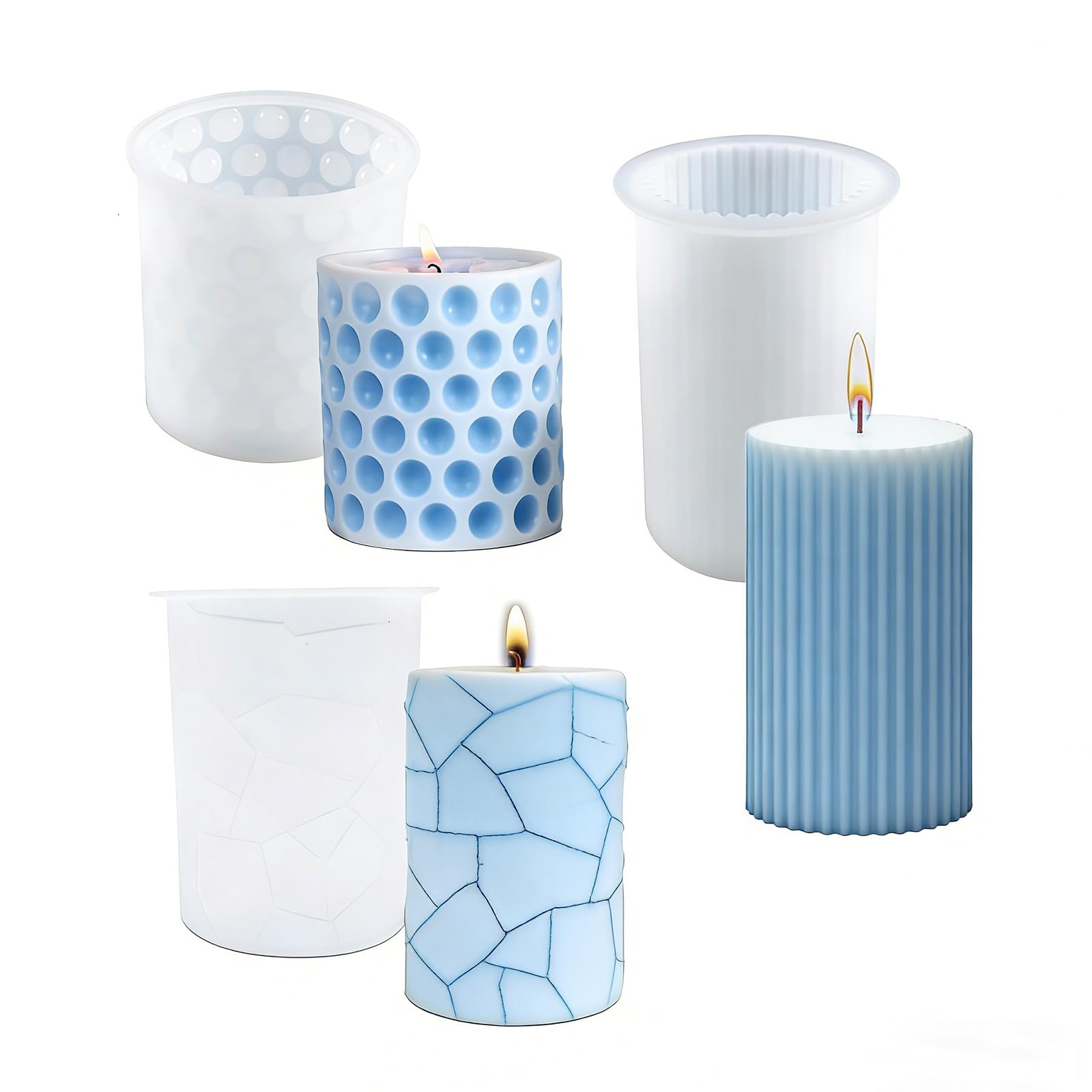 WYAHYQ 3Pcs Silicone Pillar Candle Moulds Set for DIY Candle Making