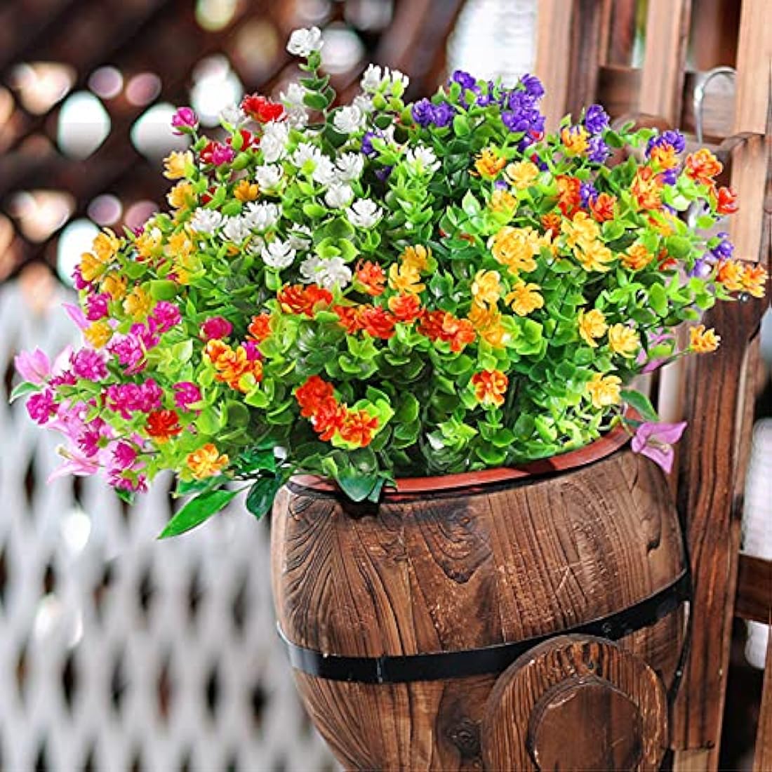 12 Bundles Artificial Flowers – UV Resistant Faux Plants