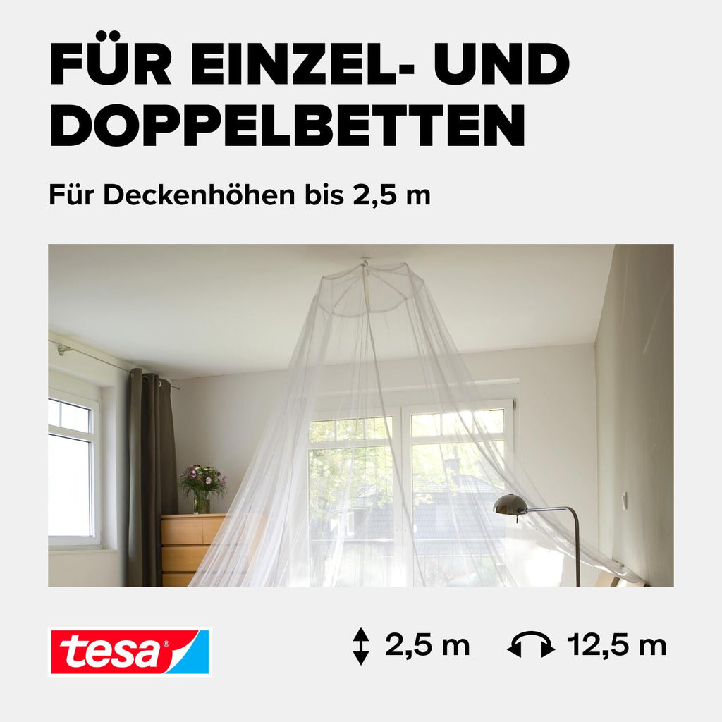 tesa 55836 Mosquito Net | Travel Bed Canopy for Single & Double Beds