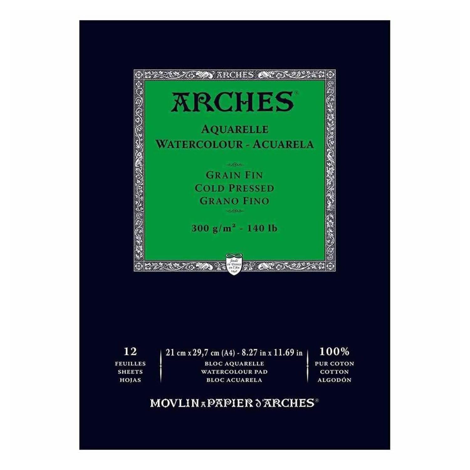 Arches Aquarelle Watercolor Paper - 100% Cotton, 300g, 21x29.7cm