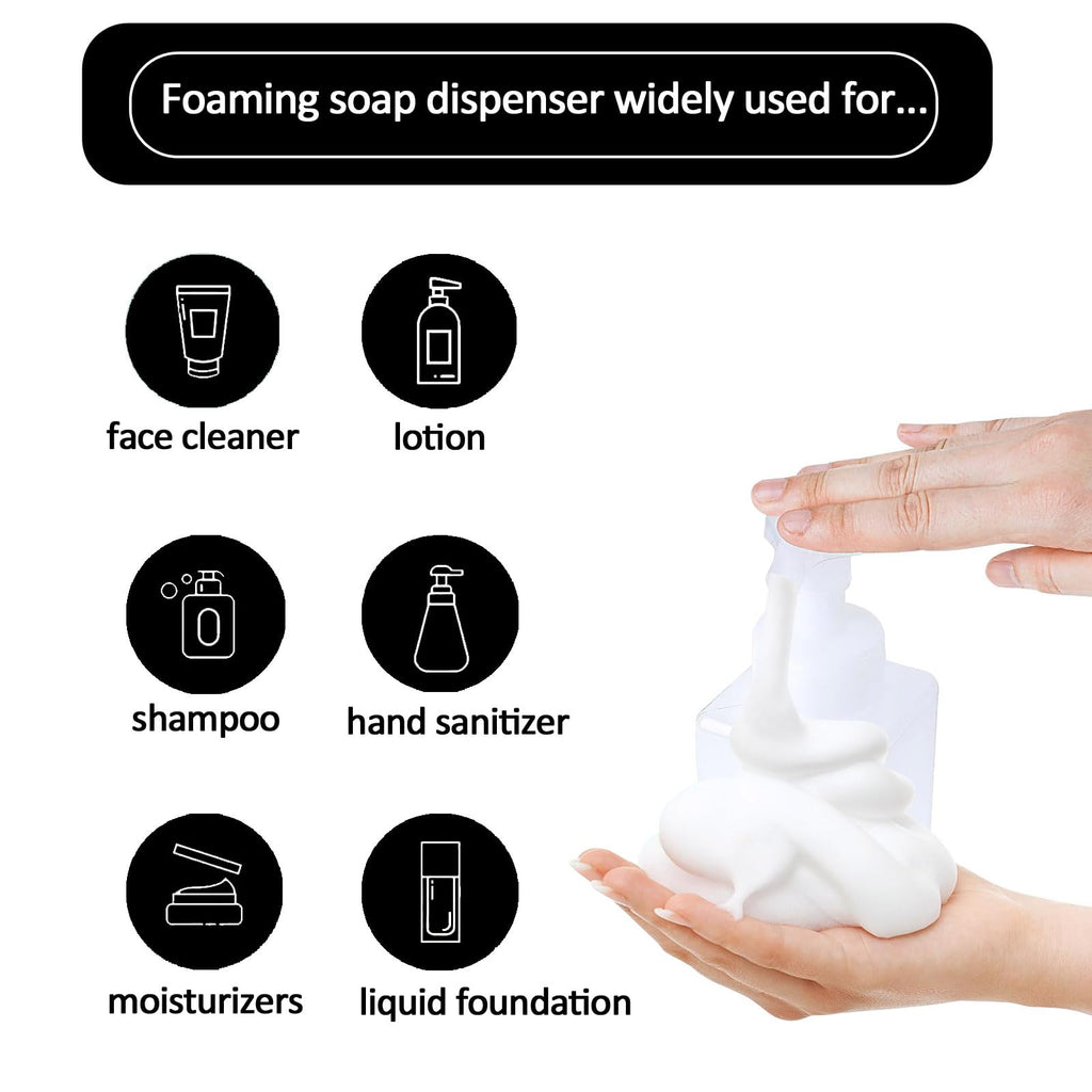 Apstaqeoo Foaming Soap Dispenser, 2Pcs 450ml Hand Soap Dispenser Refillable Foam Soap Liquid Pump Bottles Empty Plastic Shampoo Body Wash Container - image 5