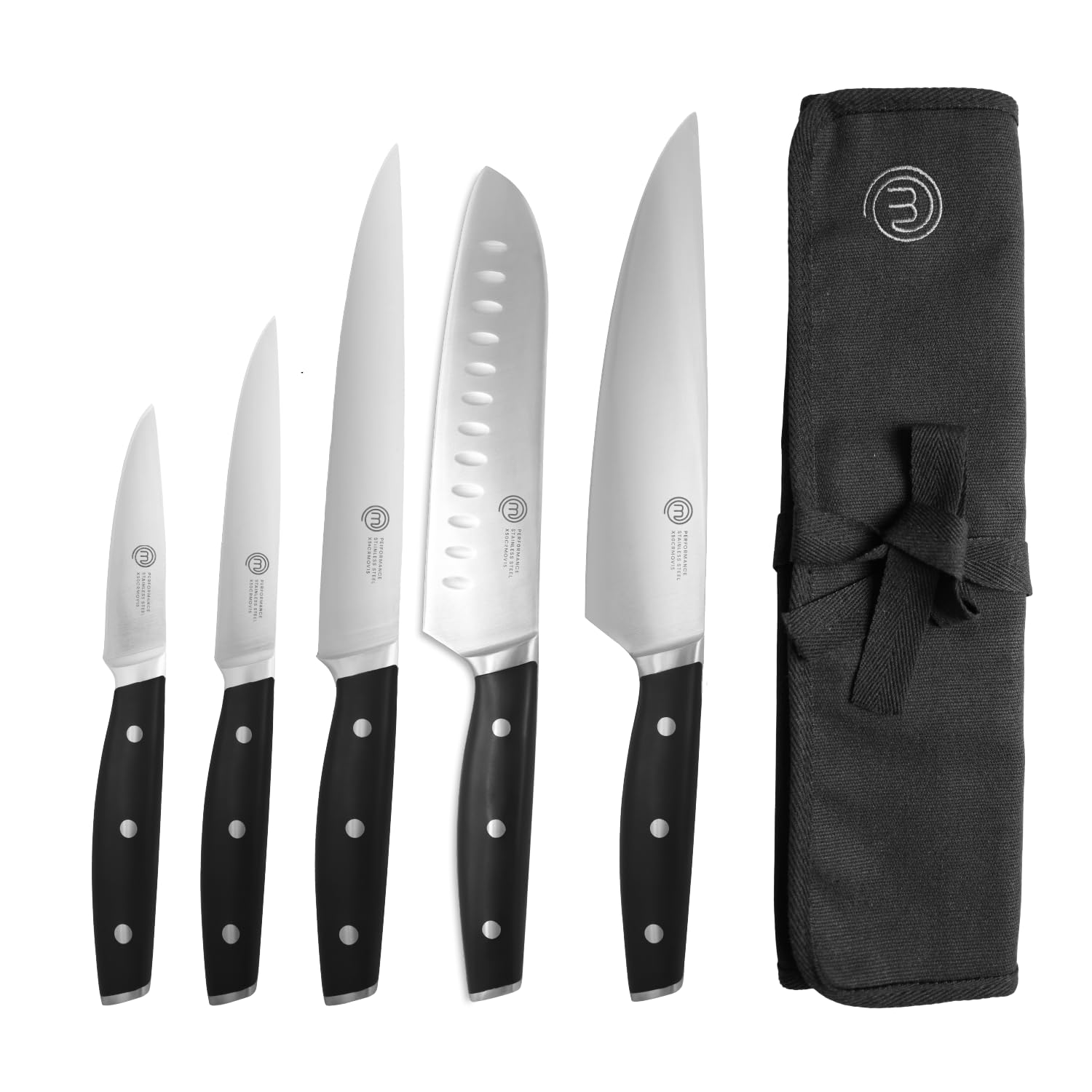 MasterChef 5-Piece Professional Chef Knife Set with Knife Roll Bag