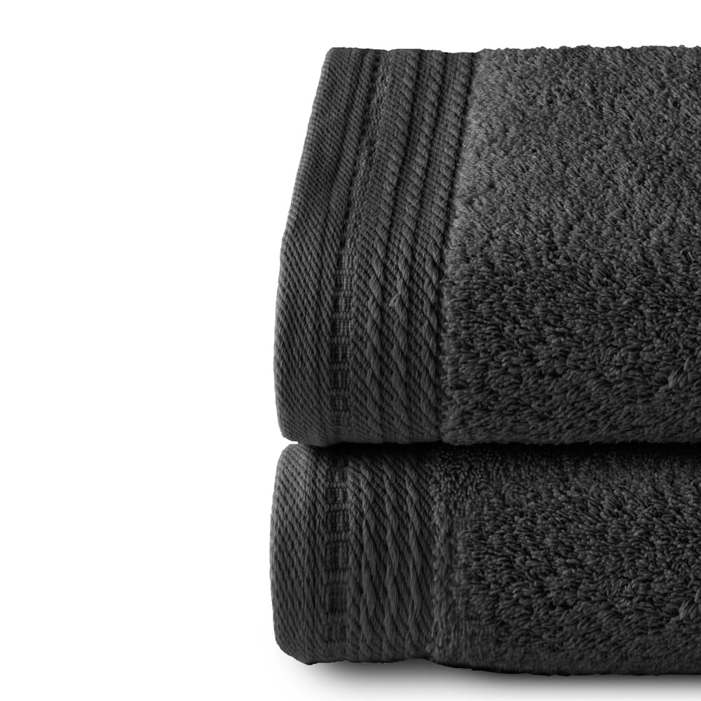 Top Towel | 2-Piece Hand Towel Set | 100% Combed Cotton 600g – Black