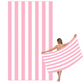 Sand-Free Microfibre Beach Towel – Quick Dry Pink Striped