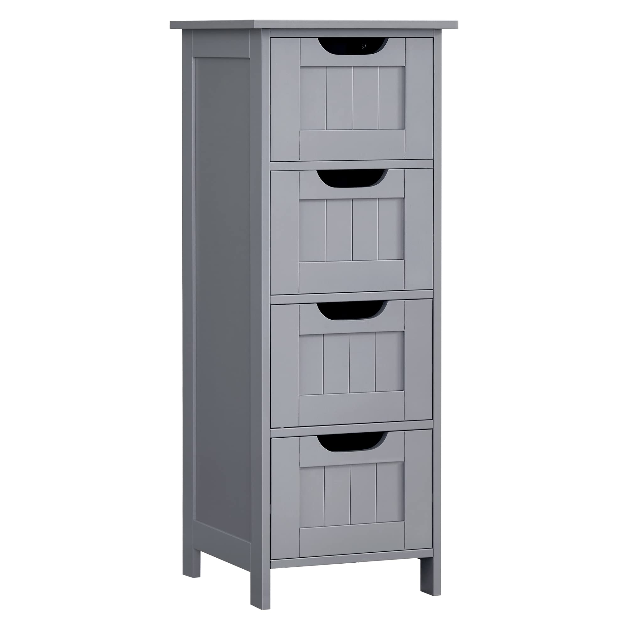 VASAGLE Bathroom Floor Storage Cabinet | 4-Drawer Freestanding Unit - Grey