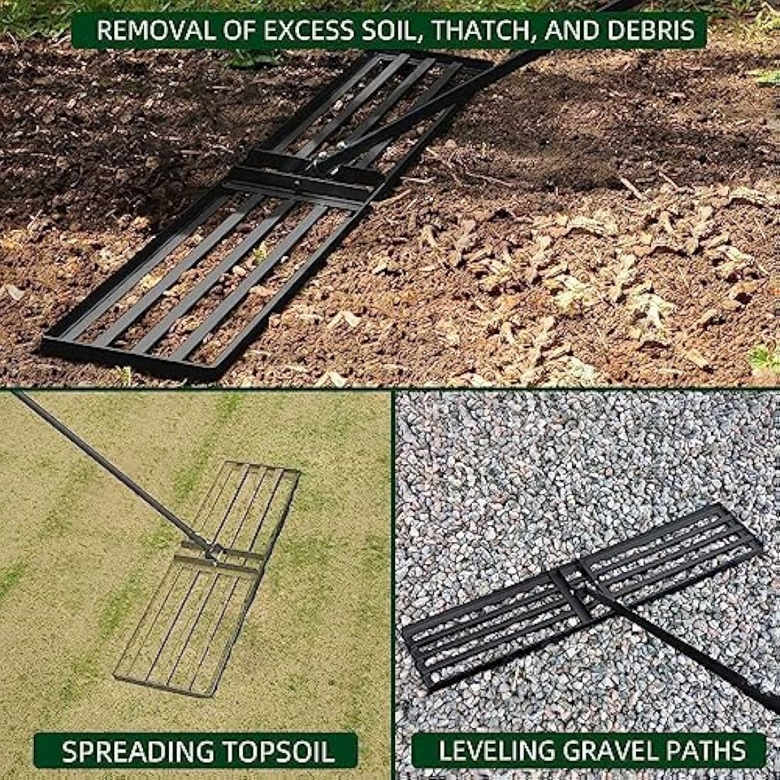 Byhagern Lawn Leveling Rake – 45" Heavy Duty Steel Levelawn Tool