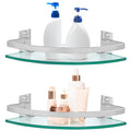 Skelang 2-Pack Tempered Glass Corner Shower Caddy with Rail | 8mm Thick