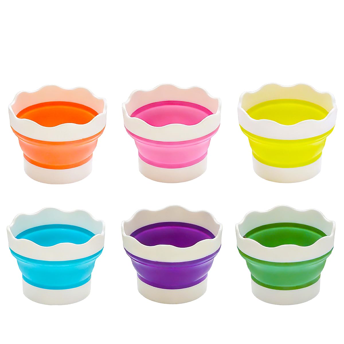YBCCBY 6 Pcs Collapsible Paint Brush Washer, Silicone Paint Water Pots - image 1