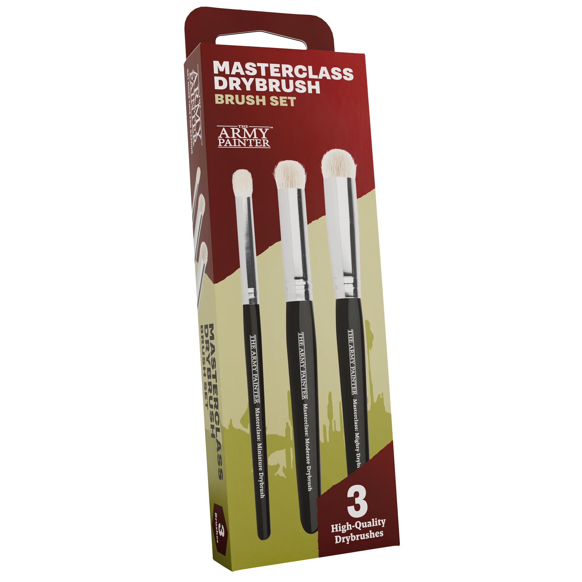 The Army Painter Masterclass Drybrush Set – 3 Goat Hair Hobby Brushes