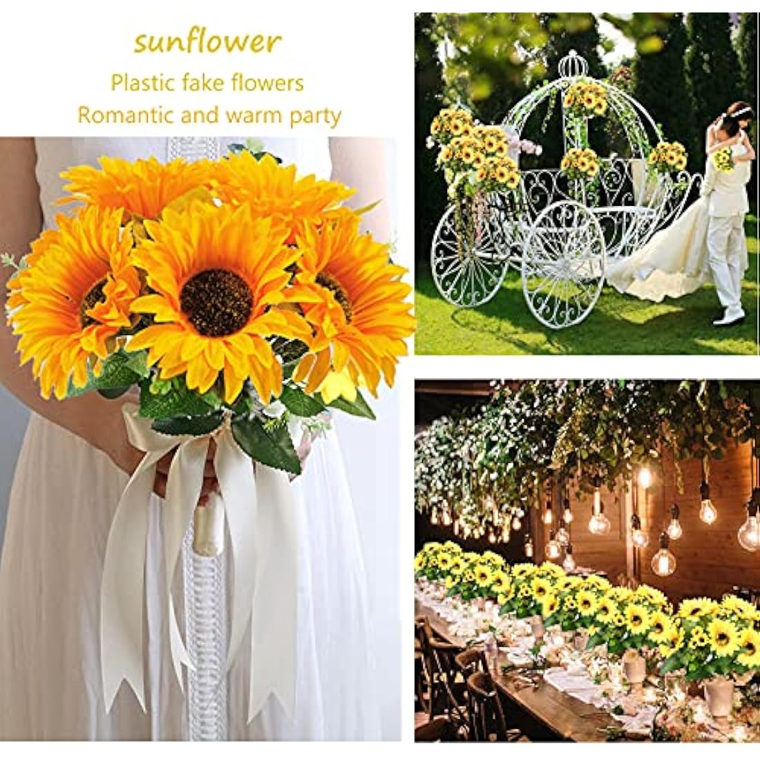 Artificial Silk Sunflower Bouquet - 6 Bunches for Home Decor