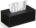 Jolof Store Rectangular PU Leather Tissue Box Cover – Black Bathroom Decor