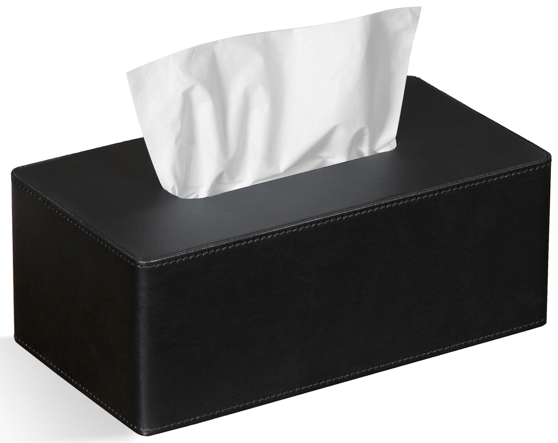 Jolof Store Rectangular PU Leather Tissue Box Cover – Black Bathroom Decor