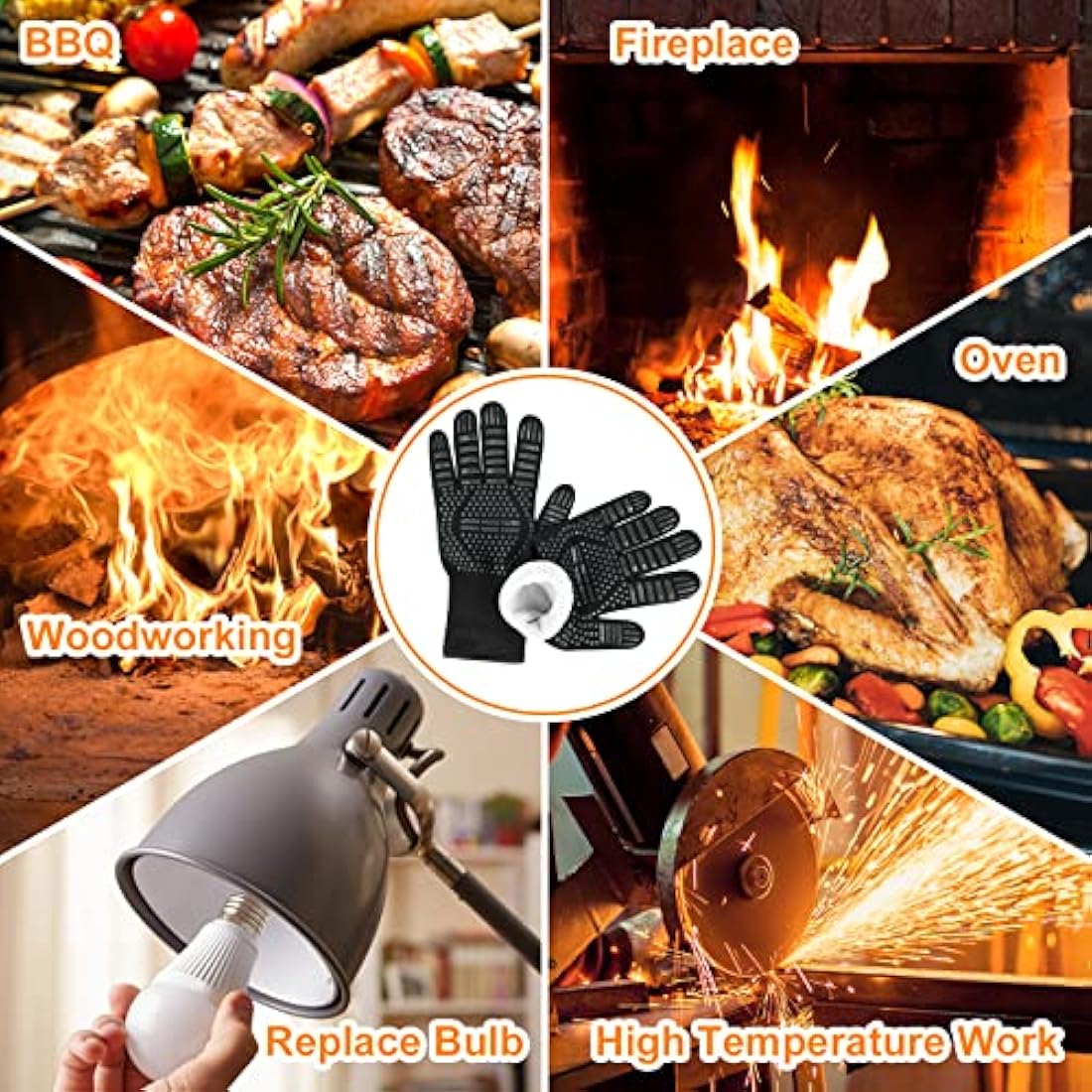 Flintronic Heat Resistant Grill Gloves | 1472°F Fireproof Oven Mitts