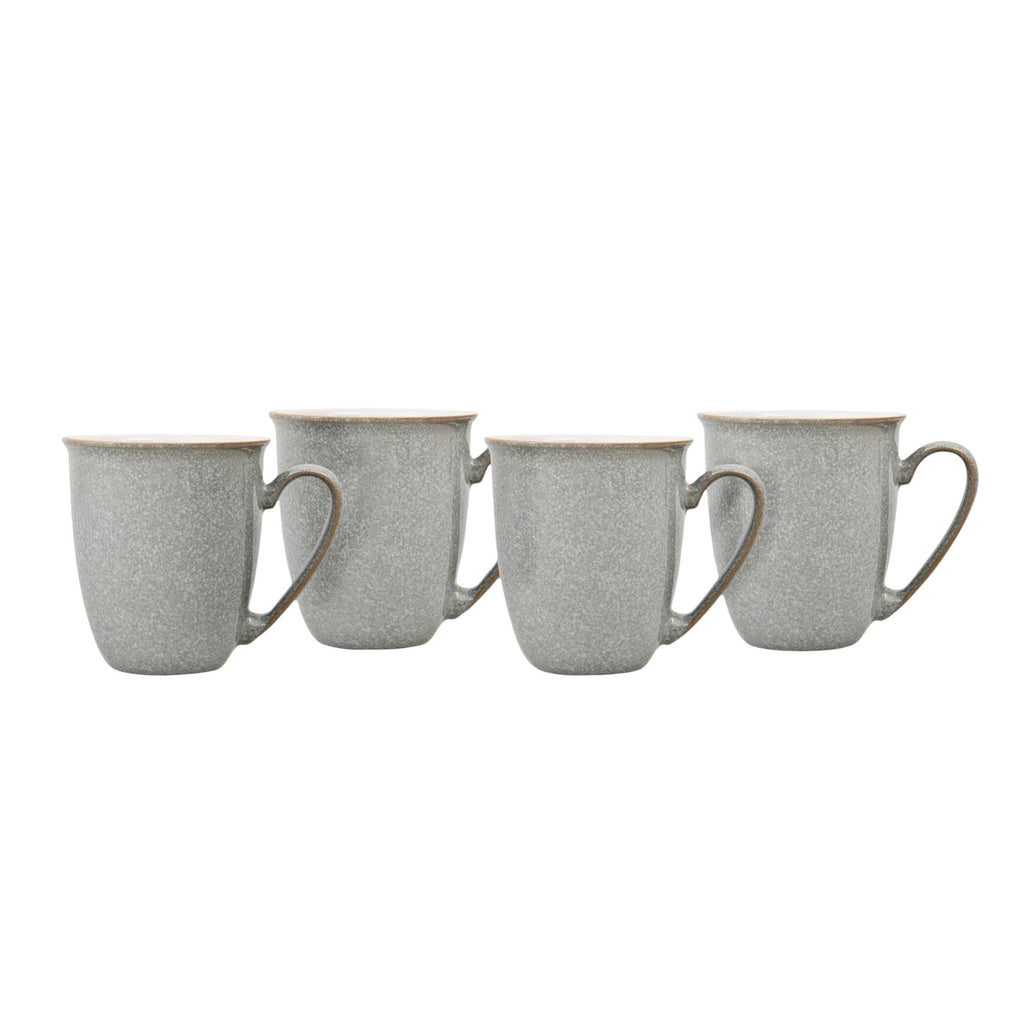 Denby Elements Light Grey Coffee Mug Set of 4 | 330ml Stoneware Ceramic