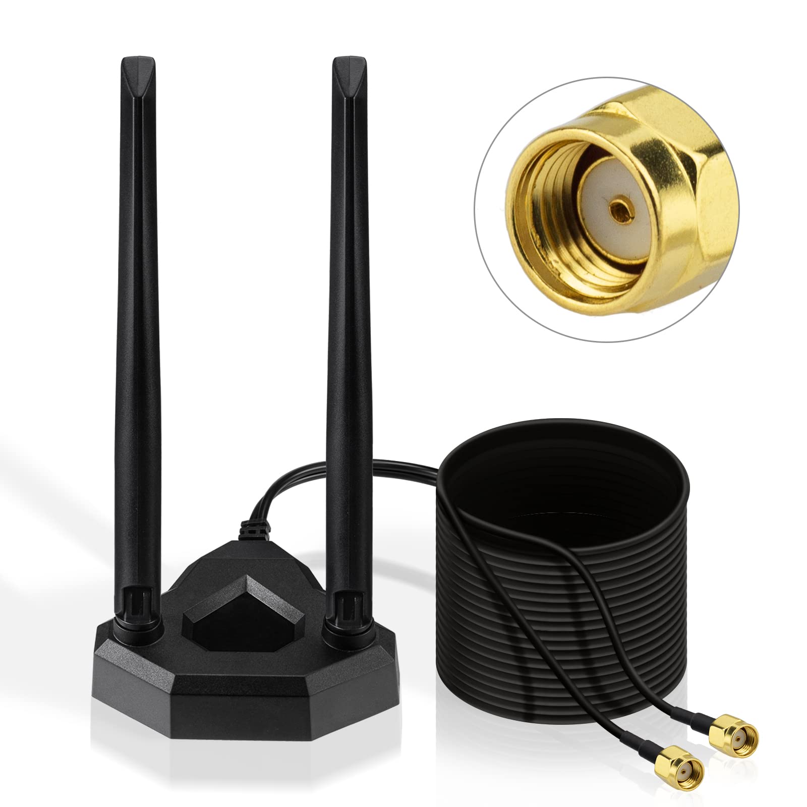 Eightwood Dual Band WiFi Antenna – RP-SMA Magnetic Base Signal Booster