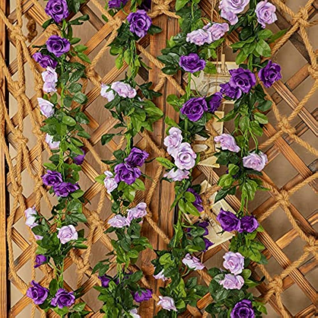 Veryhome 3PCS Artificial Purple Rose Flower Garland | 7.9FT Silk Floral Vines