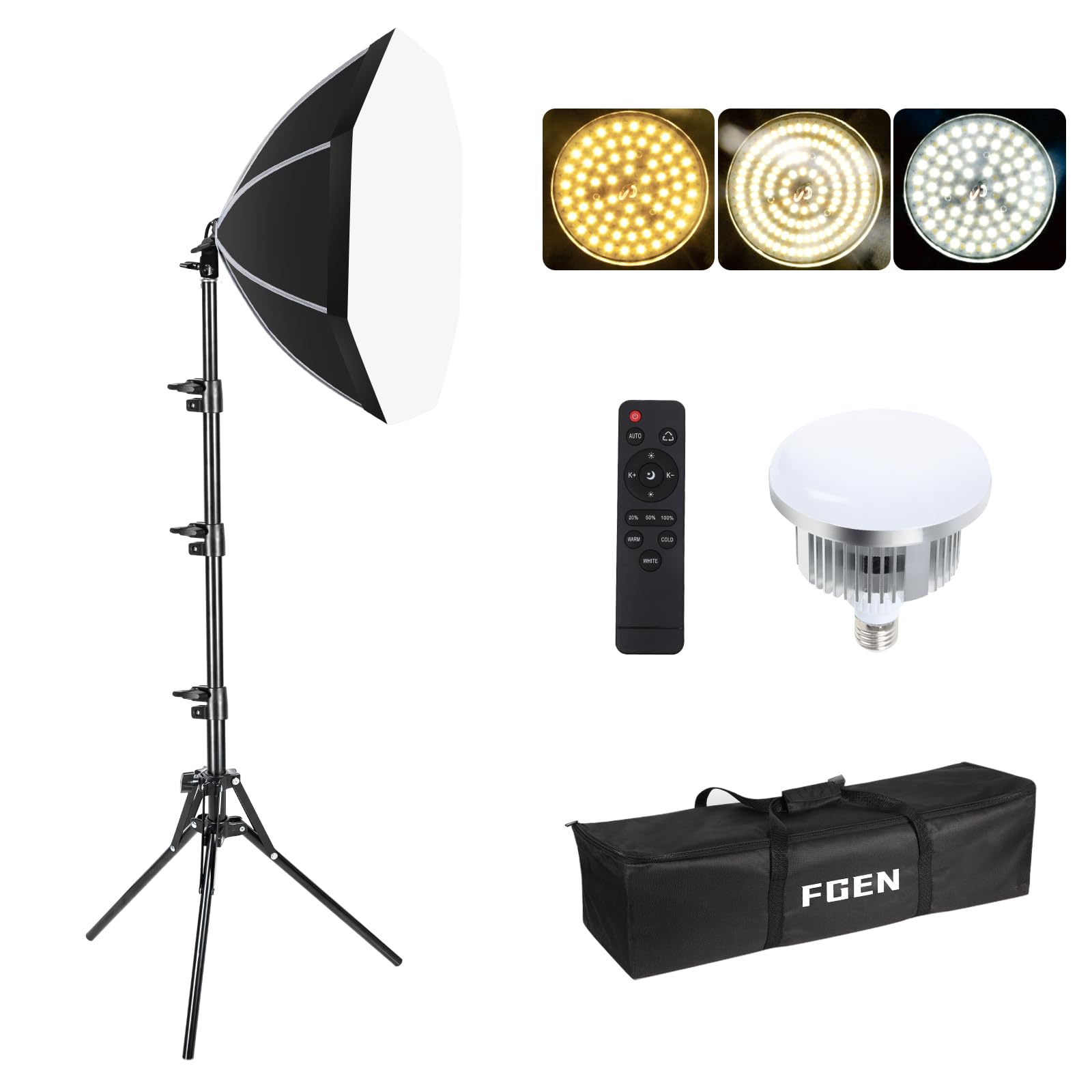 FGen Octagonal Photography Softbox Kit | 85W LED & 150cm Light Stand