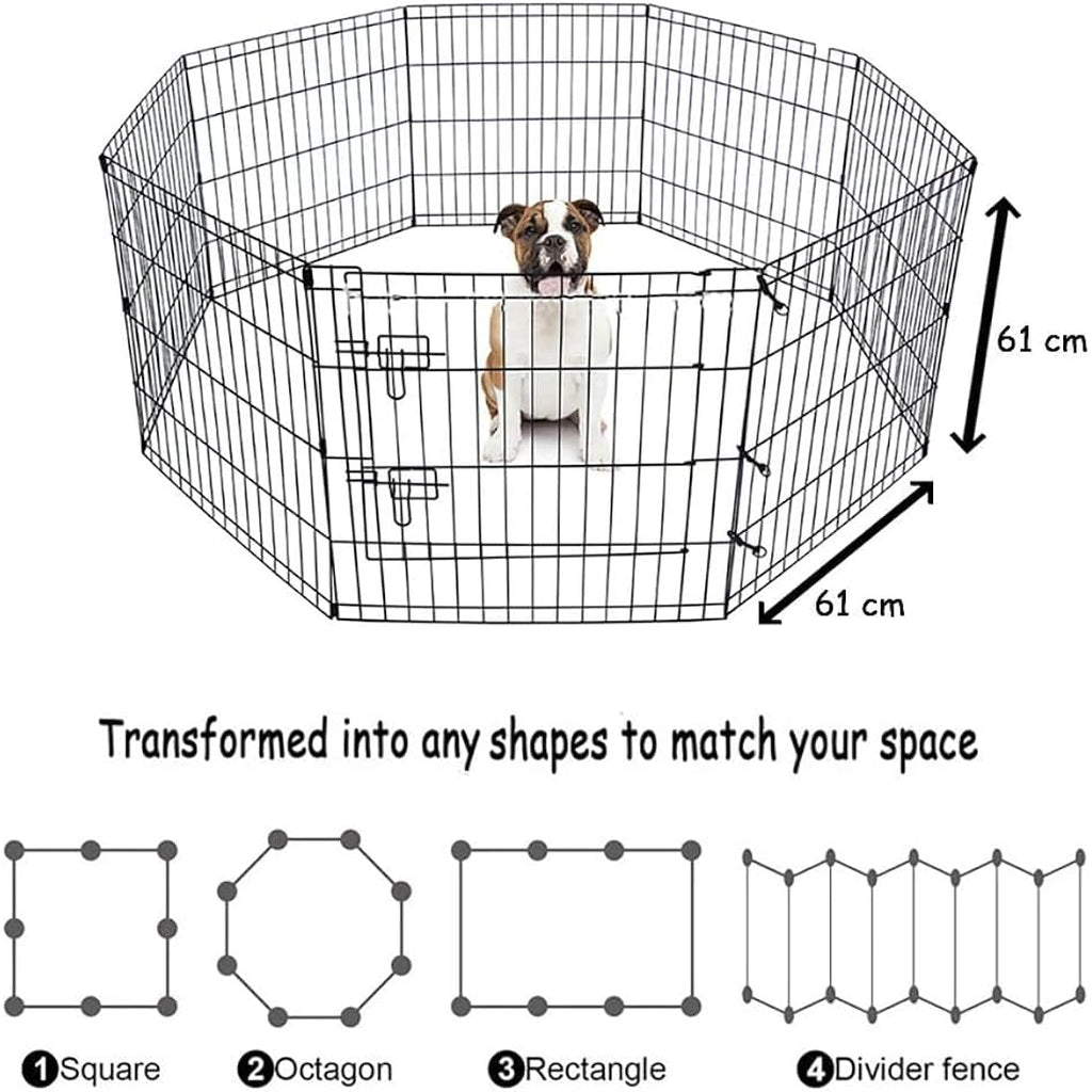 8 Panel Foldable Pet Playpen for Dogs & Cats | Black