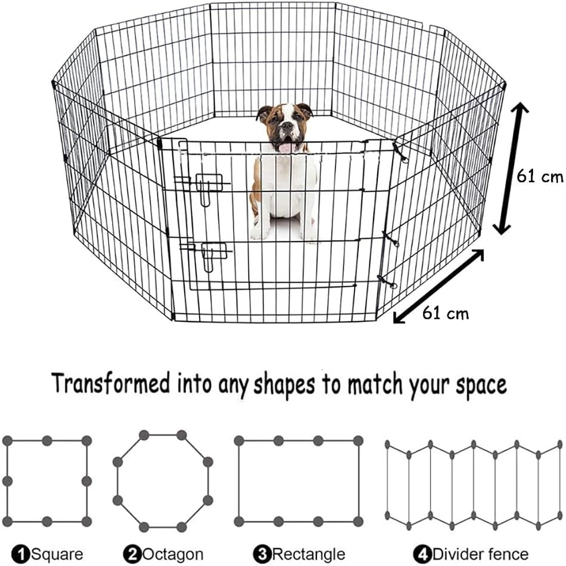 8 Panel Foldable Pet Playpen for Dogs & Cats | Black
