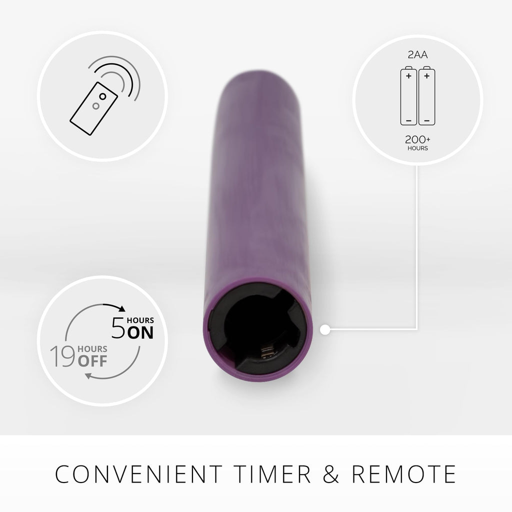 Luminara Flameless LED Taper Candles – Purple Real Wax Flickering Flame, 2pk