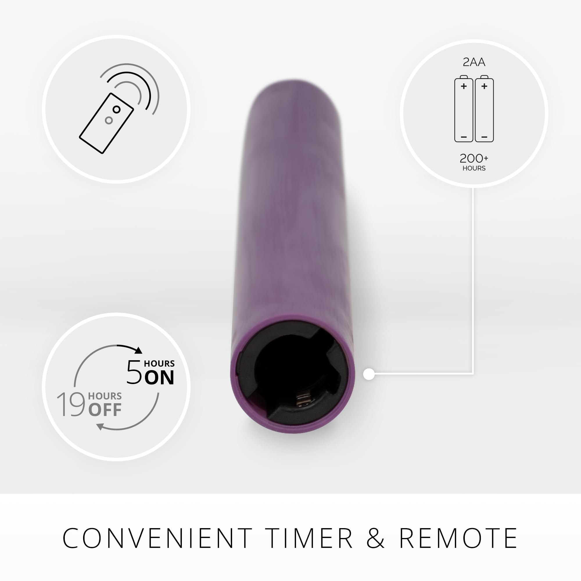 Luminara Flameless LED Taper Candles – Purple Real Wax Flickering Flame, 2pk