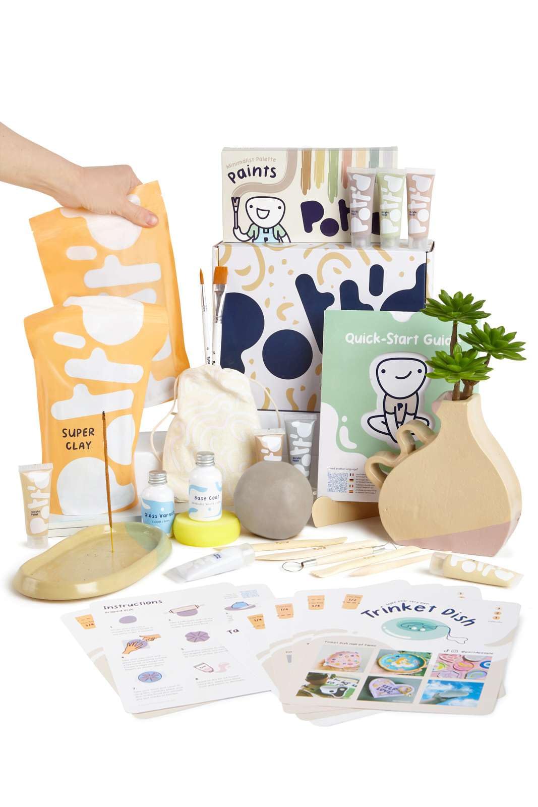 Pott'd Air Dry Clay Pottery Kit for Adults – DIY Craft Set with Tools & Paint