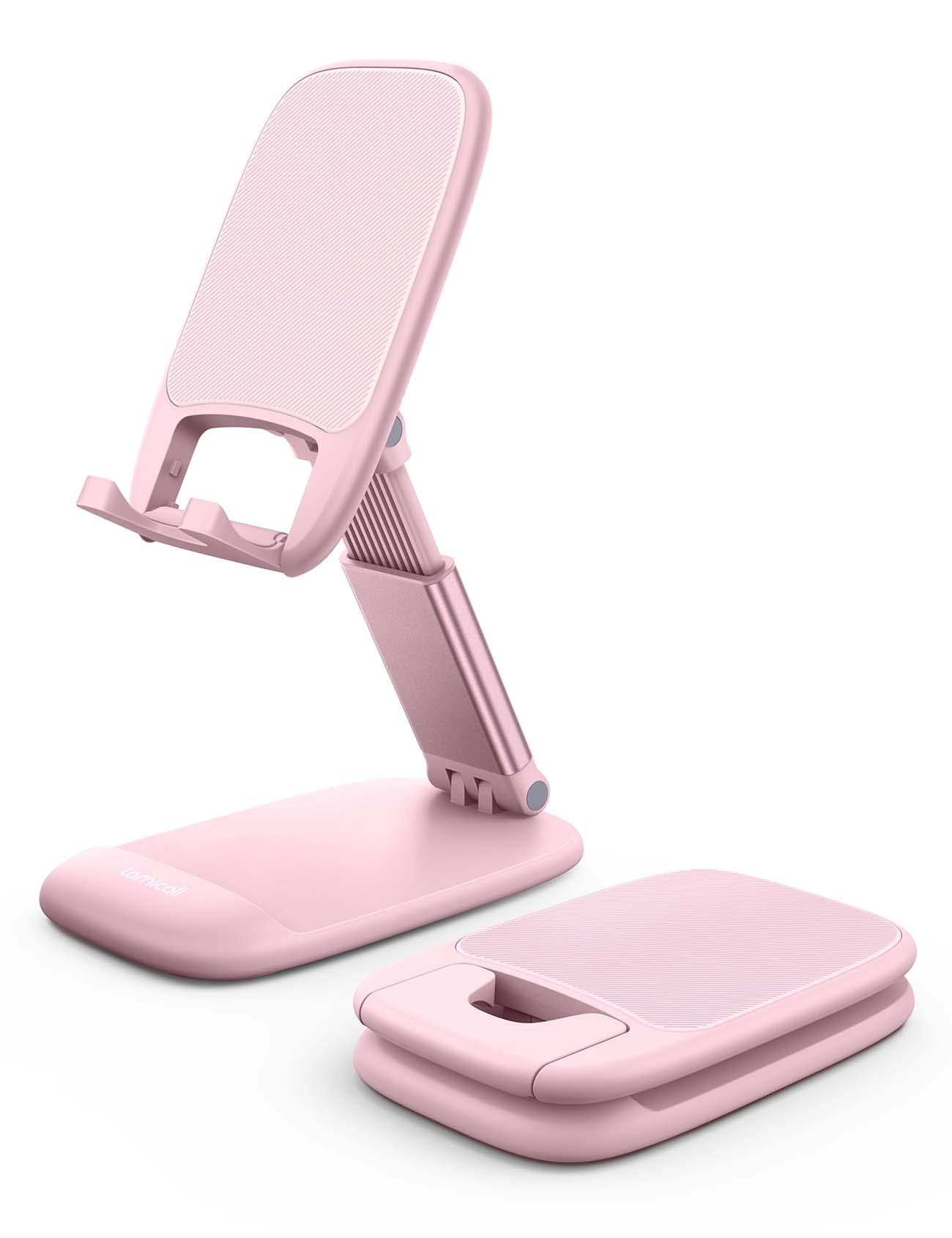 Lamicall Foldable Phone Stand – Adjustable Desk Holder Cradle, Pink