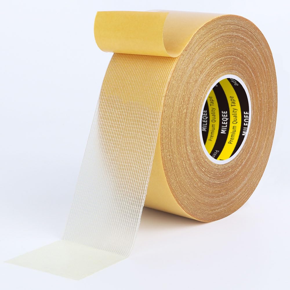 MILEQEE Heavy Duty Double Sided Tape | Fiberglass Mesh Adhesive – 20m