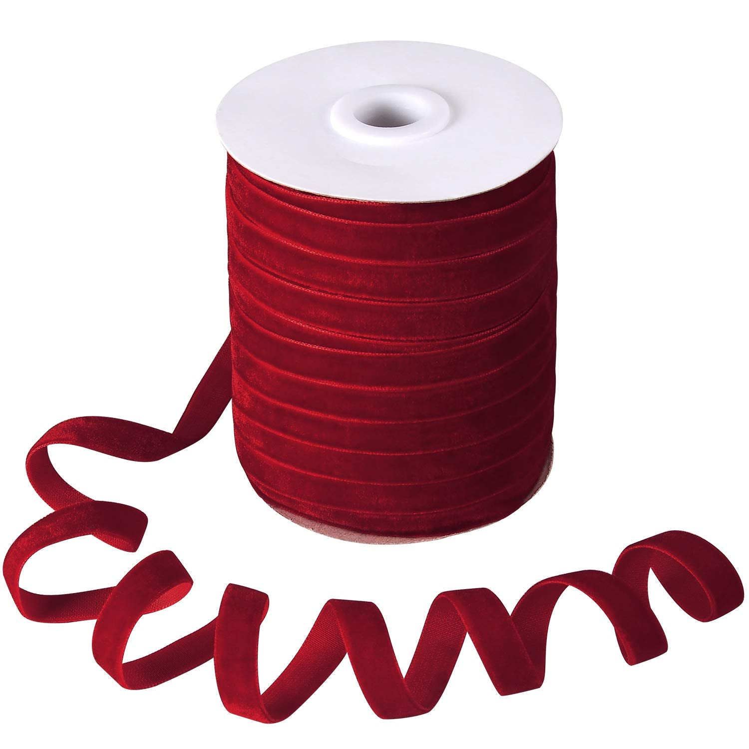 Berolle Red Crushed Velvet Ribbon - 3/8 Inch x 50 Yards for Gift Wrapping