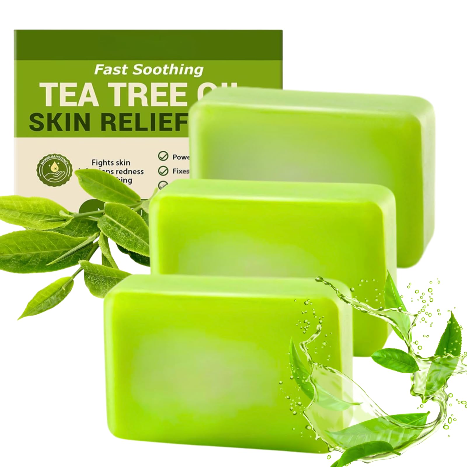 Tea Tree Oil Soap Bar – 3 Pack Antifungal Body & Face Wash