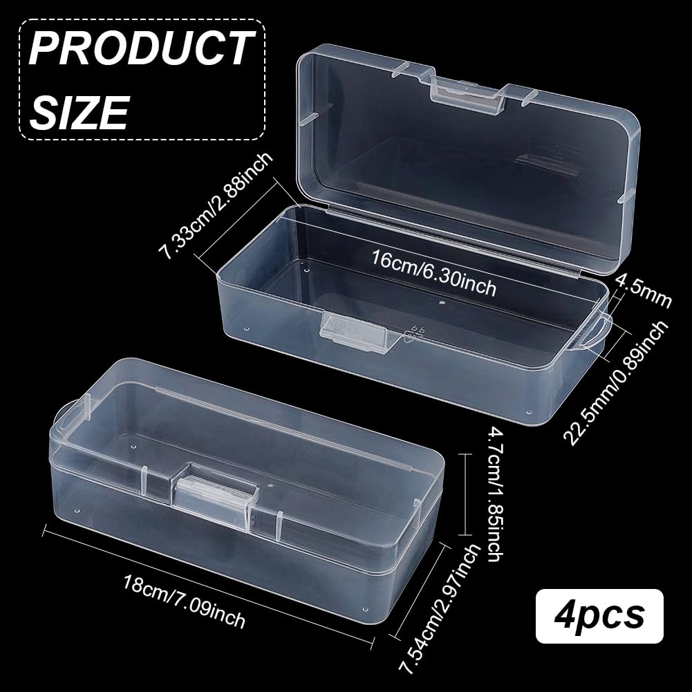 BENECREAT Rectangle Plastic Container Box, 4 Packs, 16.5x7.5x4.7cm - image 2