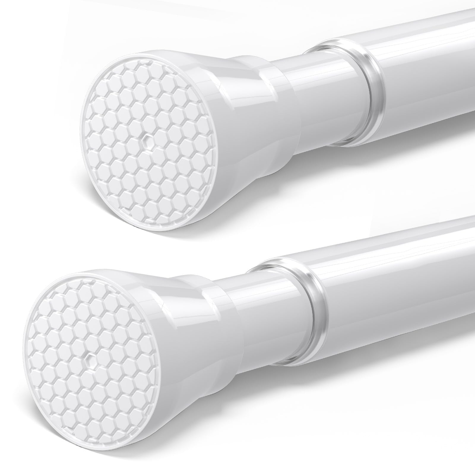 2-Pack White Tension Shower Curtain Rods, 75-160cm