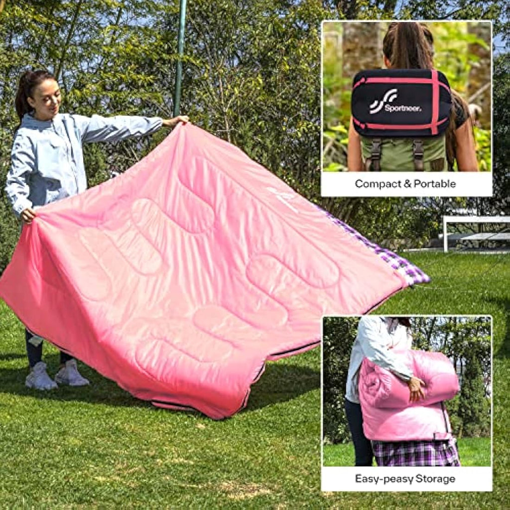Sportneer Double Sleeping Bag | 3-Season Waterproof 2-Person Camping Gear