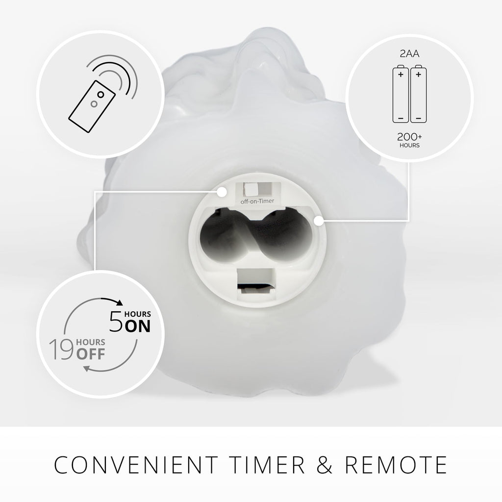 Luminara Flameless LED Pillar Candle – White Wax Drip with Timer, 6.5"