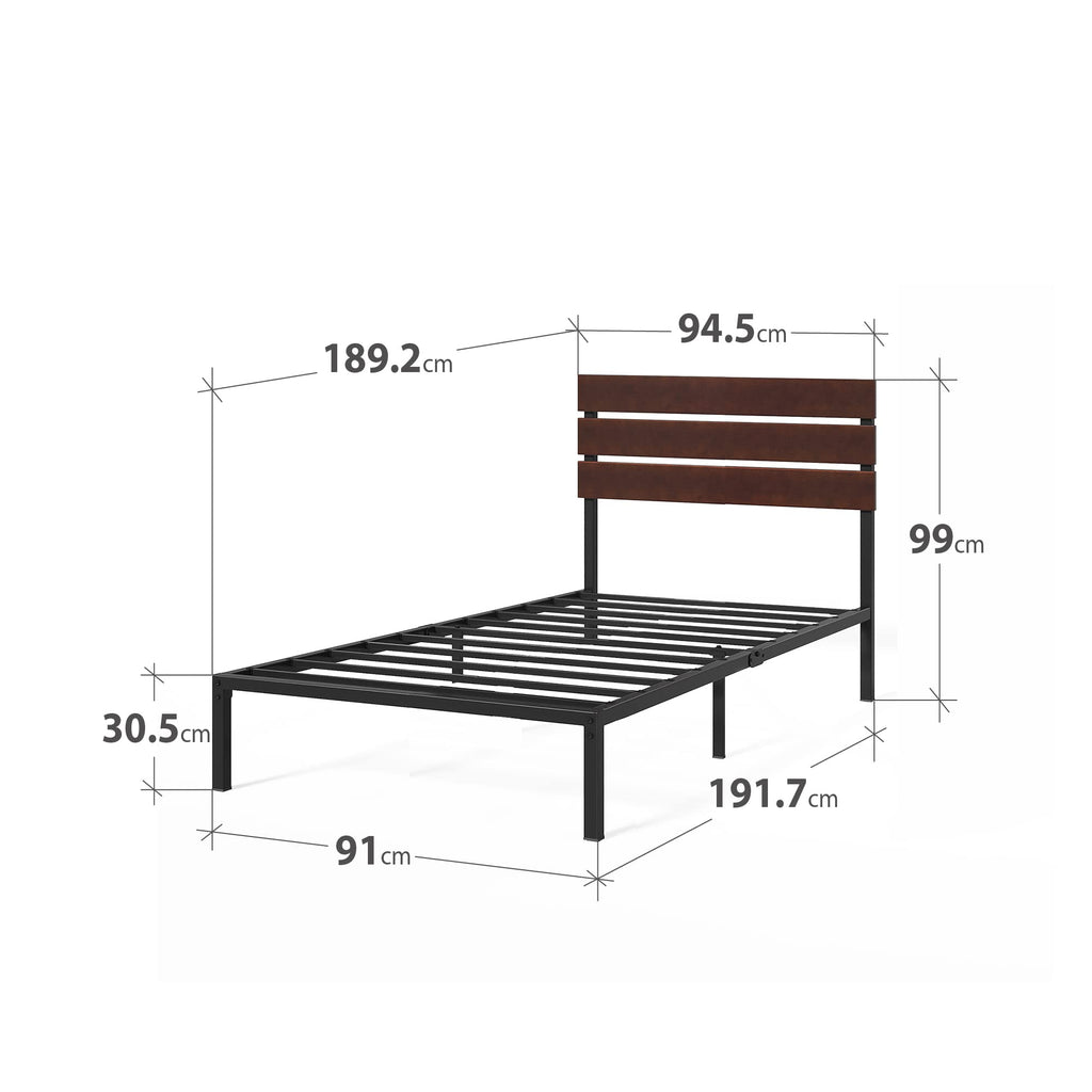 Zinus Figari Single Bed Frame – Bamboo and Metal Platform Bed with Storage