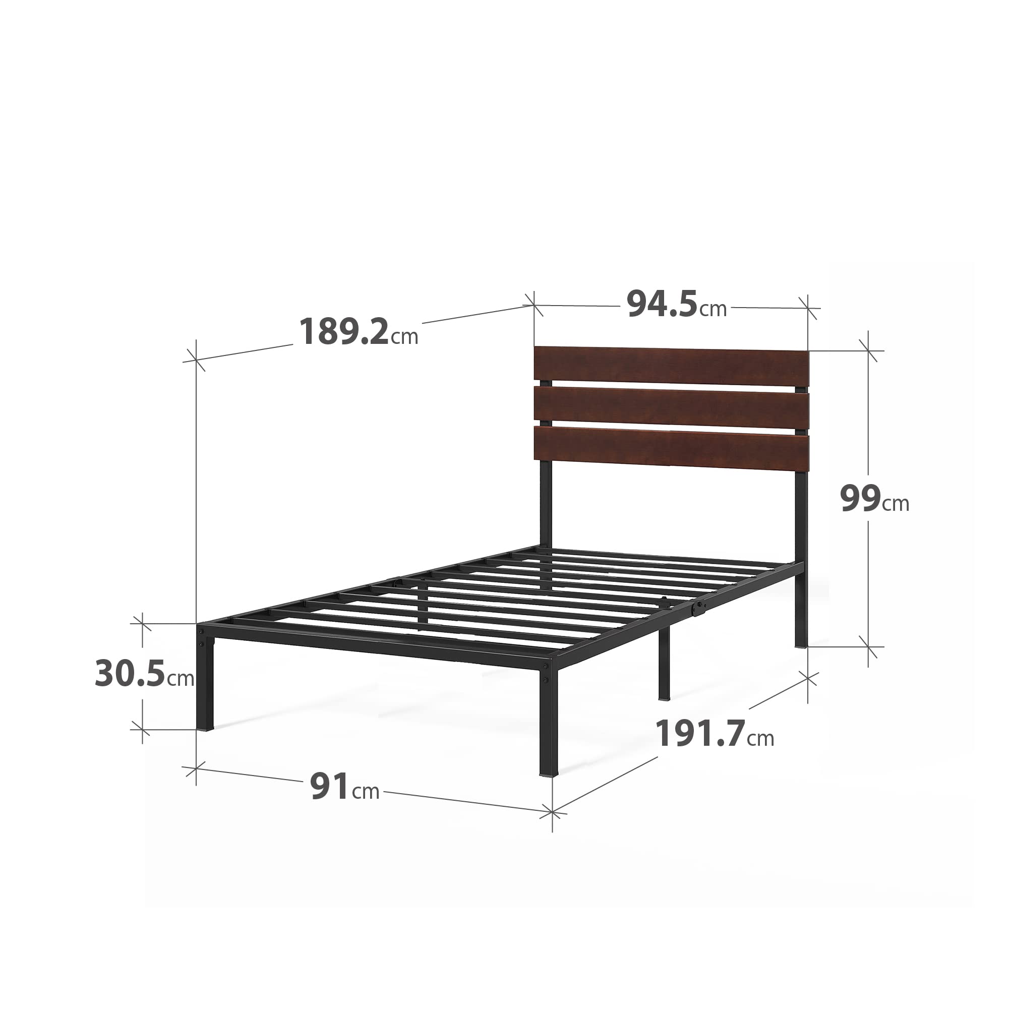 Zinus Figari Single Bed Frame – Bamboo and Metal Platform Bed with Storage